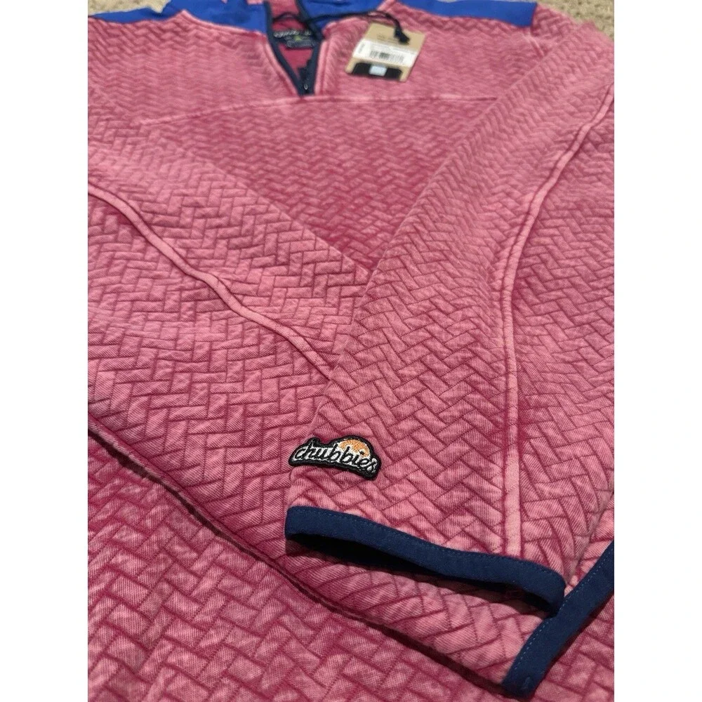 Chubbies The Let Me Pink Blue 1/4 Zip Quilted Jacket Fleece Sweater Men’s M Nwt